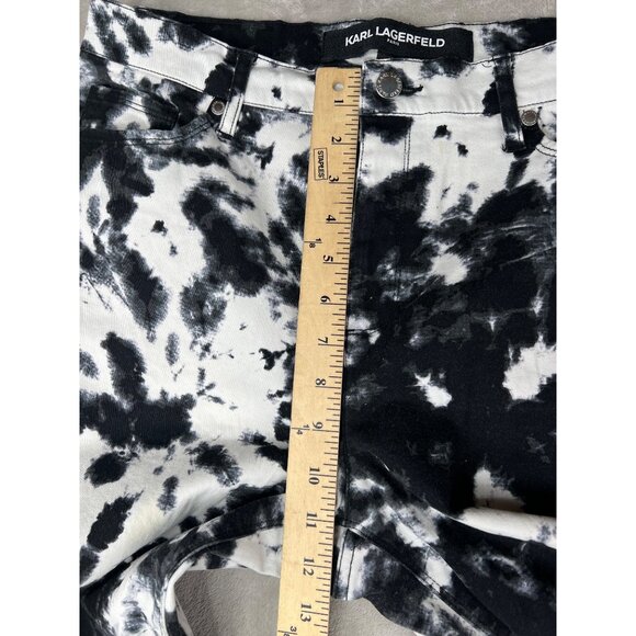 Karl Lagerfeld Tie-Dye Black & White Skinny Jeans Womens Size 12 Frayed Hem - Picture 10 of 14